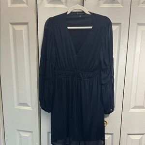 INC Sheer Sleeve Navy Dress